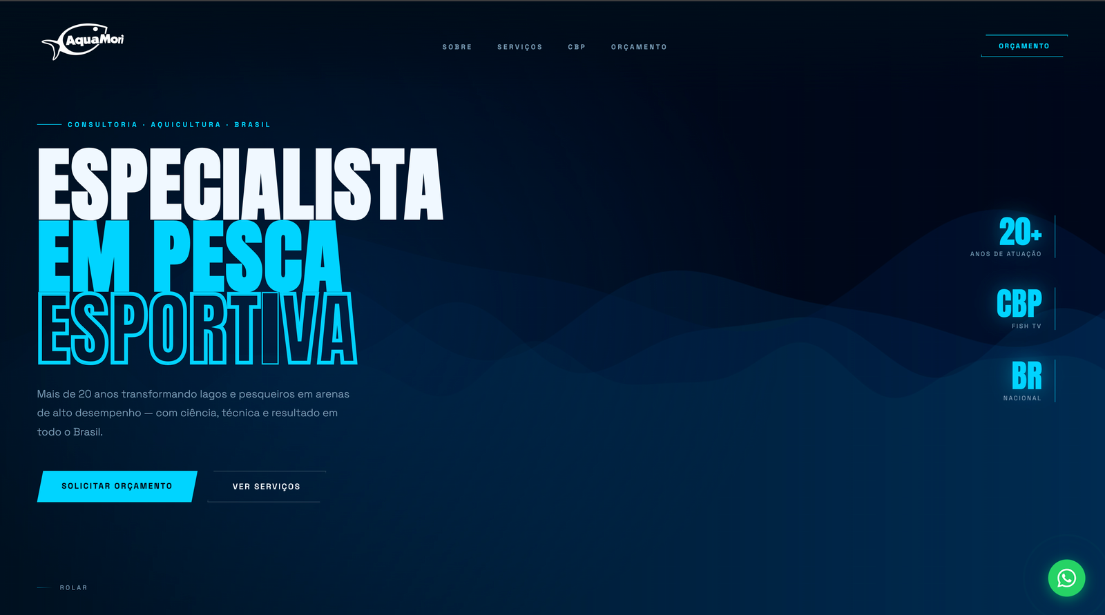 Site da Aqua Mori — especialista em pesca esportiva