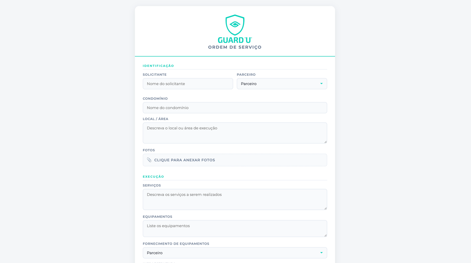 App Guard U — ordem de serviço com check-in e PDF automático